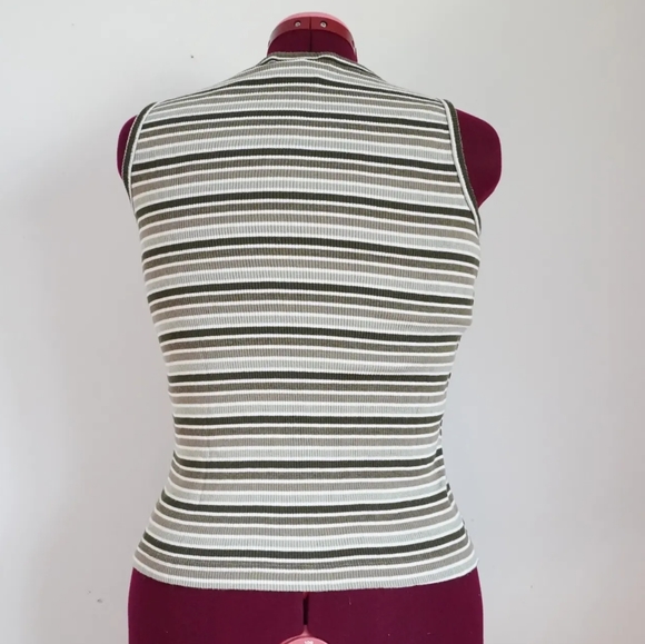 Vintage green and ivory stripped ribbed tank - Picture 2 of 3